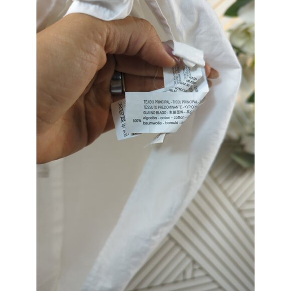 ZARA Women's White Embroidered Front Knotted Poplin Short Sleeve Top Boho Med - Picture 5 of 6